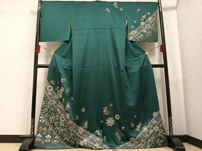 平和屋着物●訪問着 草花文 金彩 正絹 逸品 AABF9573ph