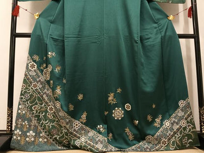 平和屋着物●訪問着 草花文 金彩 正絹 逸品 AABF9573ph