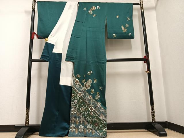 平和屋着物●訪問着 草花文 金彩 正絹 逸品 AABF9573ph