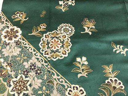 平和屋着物●訪問着 草花文 金彩 正絹 逸品 AABF9573ph