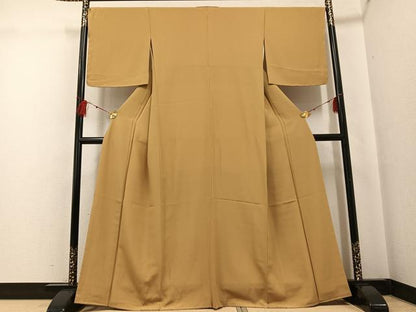 平和屋着物●上質な色無地　黄橡色　正絹　逸品　未使用　AABF9574ph