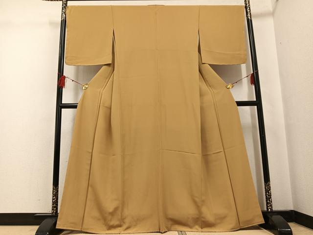 平和屋着物●上質な色無地　黄橡色　正絹　逸品　未使用　AABF9574ph