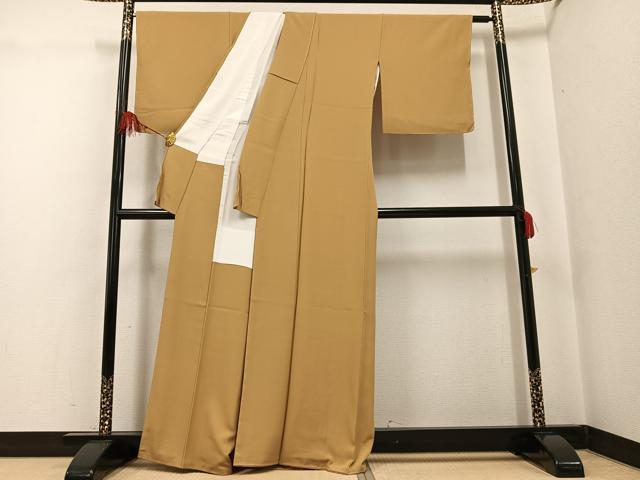 平和屋着物●上質な色無地　黄橡色　正絹　逸品　未使用　AABF9574ph