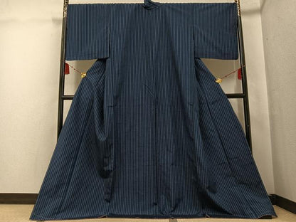 平和屋着物●上質な紬　間道　ロング丈　正絹　逸品　未使用　AABF9580ph