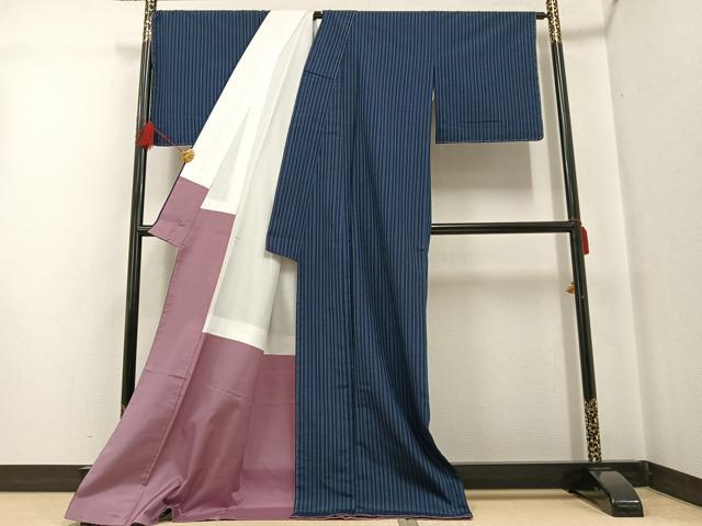 平和屋着物●上質な紬　間道　ロング丈　正絹　逸品　未使用　AABF9580ph