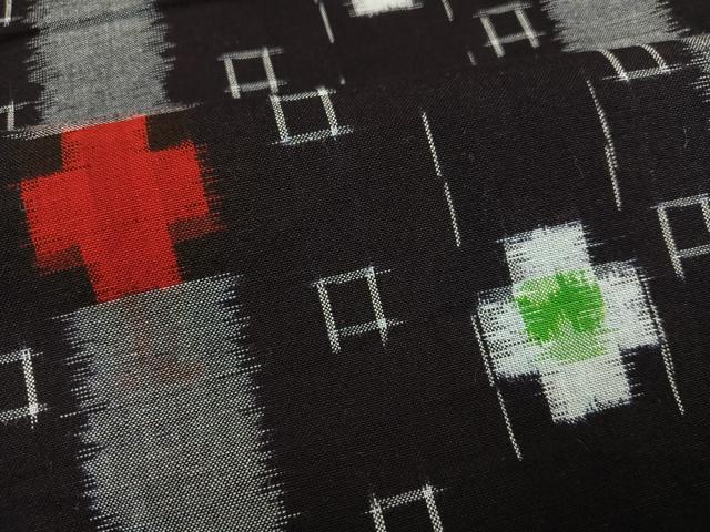 平和屋着物●久留米絣　間道　綿　逸品　未使用　AABF9581ph