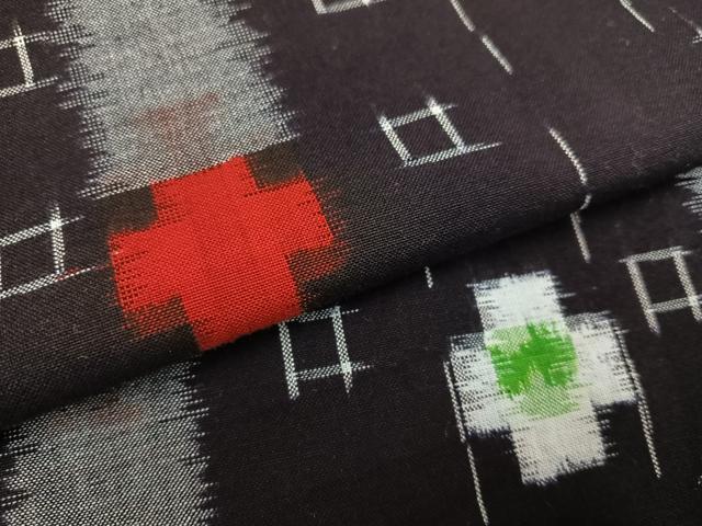 平和屋着物●久留米絣　間道　綿　逸品　未使用　AABF9581ph