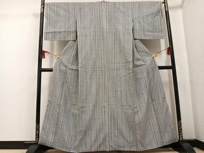 平和屋着物●上質な紬　格子　正絹　逸品　AABF9583ph