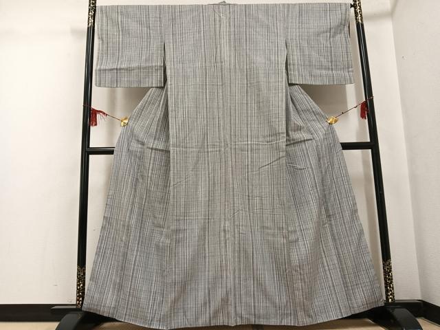 平和屋着物●上質な紬　格子　正絹　逸品　AABF9583ph