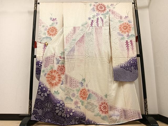 平和屋着物●豪華振袖 総絞り 花尽くし 正絹 逸品 AABH6849ph