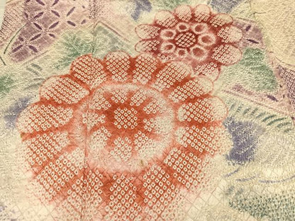 平和屋着物●豪華振袖 総絞り 花尽くし 正絹 逸品 AABH6849ph