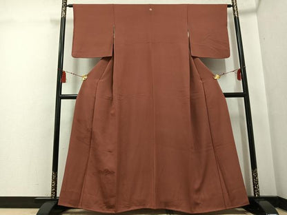 平和屋着物●豪華色留袖　蓮　色無地　茶色　正絹　逸品　AABF9587ph