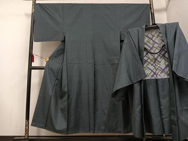 平和屋着物●男性 本場大島紬 アンサンブル 格子 正絹 逸品 未使用 AABF9591ph