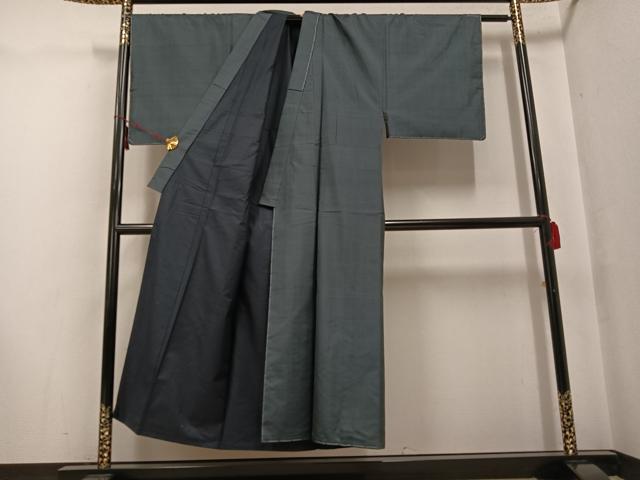 平和屋着物●男性 本場大島紬 アンサンブル 格子 正絹 逸品 未使用 AABF9591ph