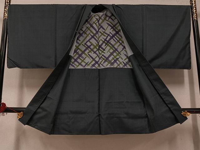 平和屋着物●男性 本場大島紬 アンサンブル 格子 正絹 逸品 未使用 AABF9591ph