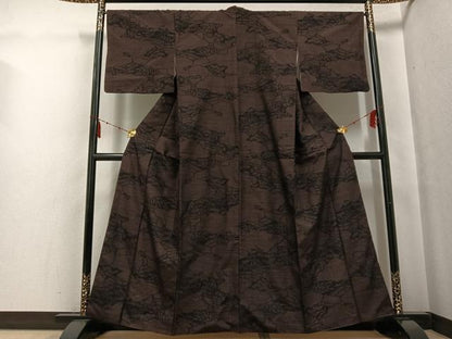 平和屋着物●結城紬　100亀甲　草木　正絹　逸品　AABF9592ph