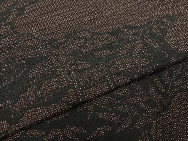 平和屋着物●結城紬　100亀甲　草木　正絹　逸品　AABF9592ph
