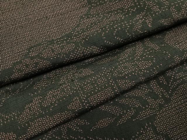 平和屋着物●結城紬　100亀甲　草木　正絹　逸品　AABF9592ph
