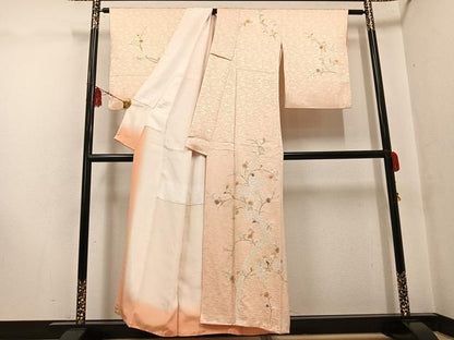 平和屋着物●訪問着 絞り 枝花文 金彩 正絹 逸品 AABF9594ph