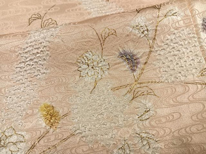 平和屋着物●訪問着 絞り 枝花文 金彩 正絹 逸品 AABF9594ph