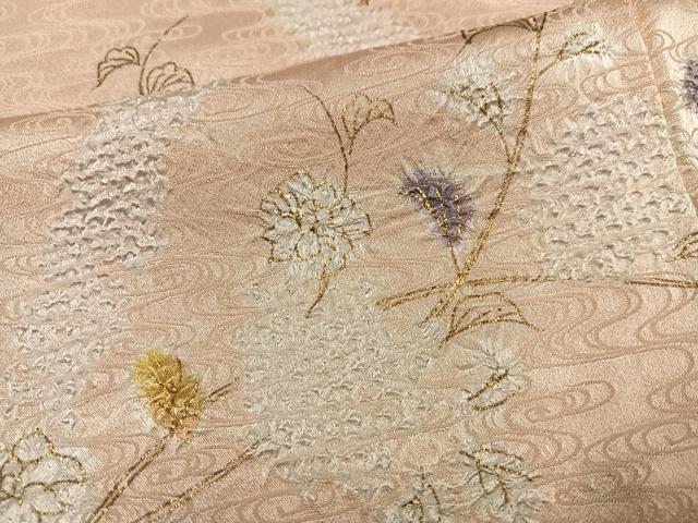 平和屋着物●訪問着 絞り 枝花文 金彩 正絹 逸品 AABF9594ph