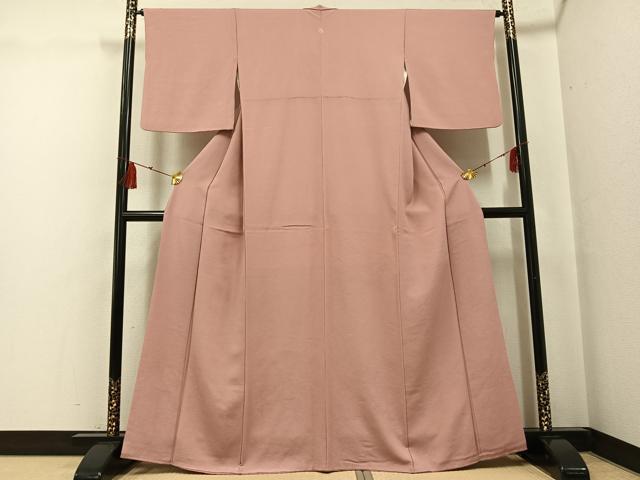 平和屋着物●上質な色無地 水柿色 正絹 逸品 AABF9598ph