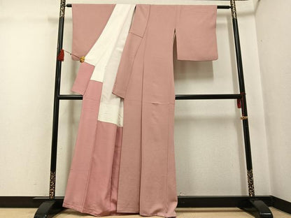 平和屋着物●上質な色無地 水柿色 正絹 逸品 AABF9598ph