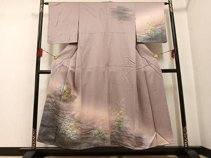 平和屋着物●訪問着　陶器草花文　暈し染め　金彩　正絹　逸品　未使用　AABF9600ph