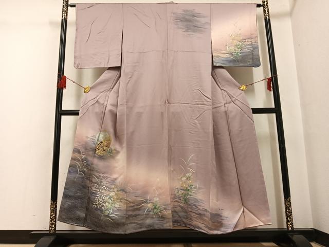 平和屋着物●訪問着　陶器草花文　暈し染め　金彩　正絹　逸品　未使用　AABF9600ph