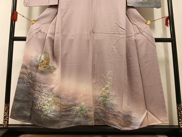 平和屋着物●訪問着　陶器草花文　暈し染め　金彩　正絹　逸品　未使用　AABF9600ph