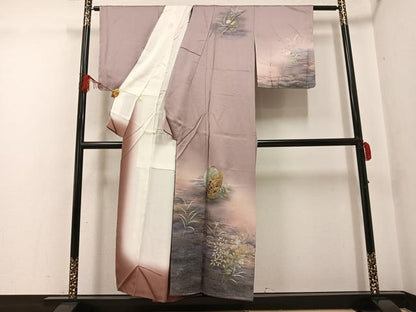 平和屋着物●訪問着　陶器草花文　暈し染め　金彩　正絹　逸品　未使用　AABF9600ph