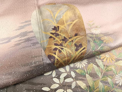 平和屋着物●訪問着　陶器草花文　暈し染め　金彩　正絹　逸品　未使用　AABF9600ph