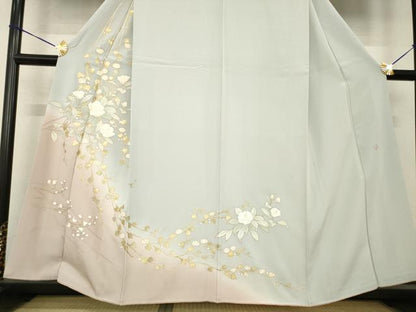 平和屋着物●訪問着　作家物　草花文　暈し染め　金彩　正絹　逸品　AABF9604ck