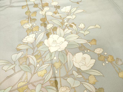 平和屋着物●訪問着　作家物　草花文　暈し染め　金彩　正絹　逸品　AABF9604ck