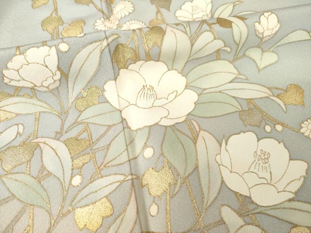 平和屋着物●訪問着　作家物　草花文　暈し染め　金彩　正絹　逸品　AABF9604ck