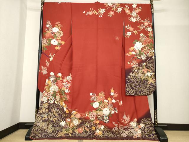 平和屋着物●豪華振袖　花車文　金彩　正絹　逸品　AABF9605ck