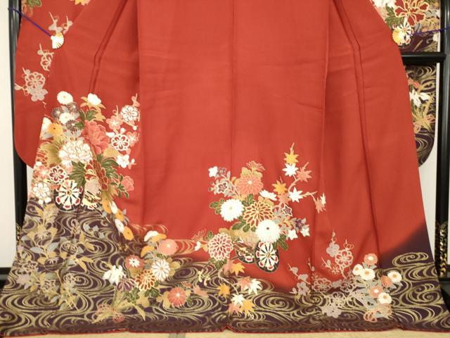 平和屋着物●豪華振袖　花車文　金彩　正絹　逸品　AABF9605ck