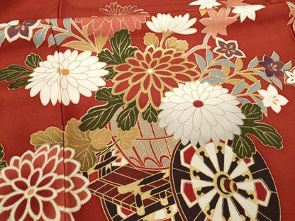 平和屋着物●豪華振袖　花車文　金彩　正絹　逸品　AABF9605ck