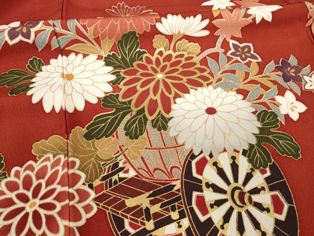 平和屋着物●豪華振袖　花車文　金彩　正絹　逸品　AABF9605ck
