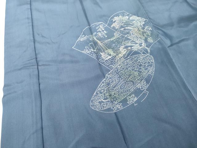 平和屋着物●男性　長襦袢　袷　手描き　風景文　正絹　逸品　AABF9607ck