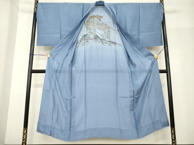 平和屋着物●男性　長襦袢　無双仕立て　手描き　虎　金彩　正絹　逸品　AABF9609ck