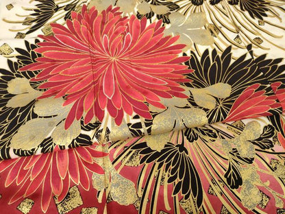 平和屋着物●Luxjewel　振袖　刺繍　菊　暈し染め　金彩　ロング丈　正絹　逸品　AABF9610ck