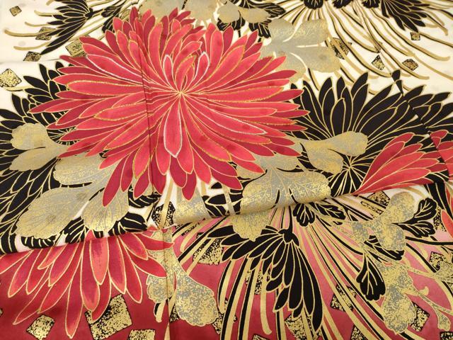 平和屋着物●Luxjewel　振袖　刺繍　菊　暈し染め　金彩　ロング丈　正絹　逸品　AABF9610ck