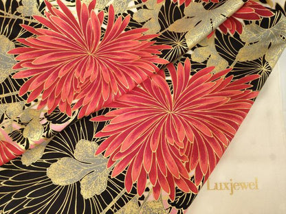 平和屋着物●Luxjewel　振袖　刺繍　菊　暈し染め　金彩　ロング丈　正絹　逸品　AABF9610ck