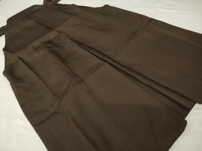 平和屋着物●男性　馬乗り袴　色無地　赤墨色　正絹　逸品　AABF9621ck