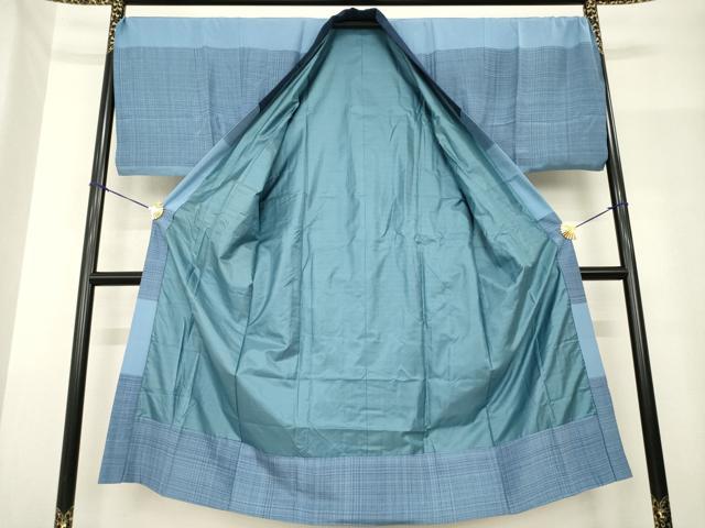 平和屋着物●男性　長襦袢　袷　横段格子文　正絹　逸品　AABF9624ck
