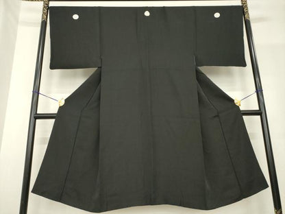 平和屋着物●男性　黒紋付　正絹　逸品　AABF9625ck