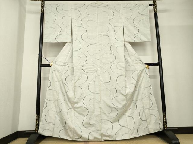平和屋着物●本場大島紬 白大島 総絣 カタス7マルキ 波文 正絹 逸品 AABF9626ck