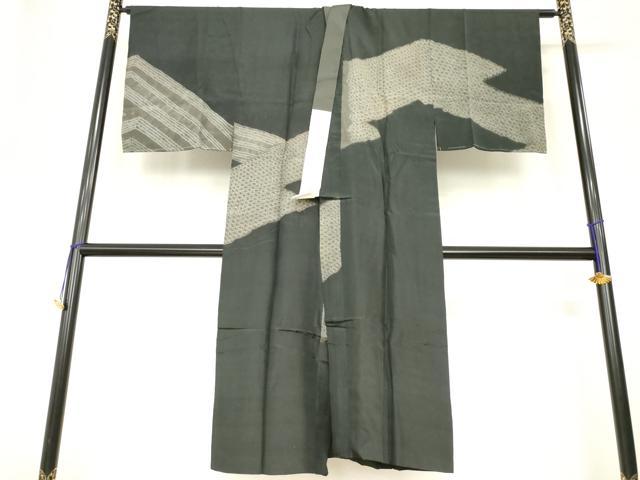 平和屋着物●男性　長襦袢　袷　絞り　幾何学文　正絹　逸品　AABF9628ck