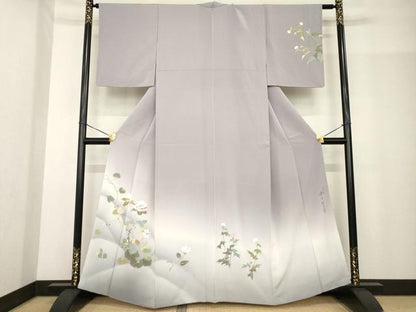 平和屋着物●二代目清次郎　手描き　訪問着　草花文　暈し染め　正絹　逸品　未使用　AABF9629ck